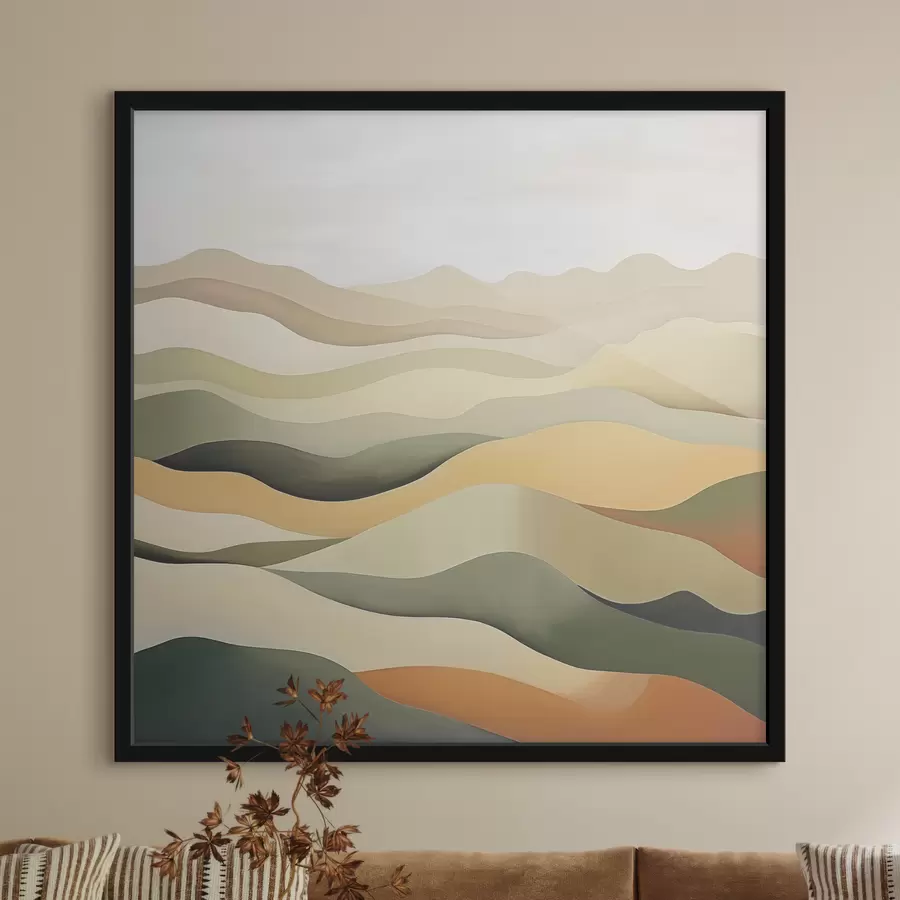 Fototapeedid Mäed, abstraktne maastik, guašš, roheline, ooker, seepia, hall f38952