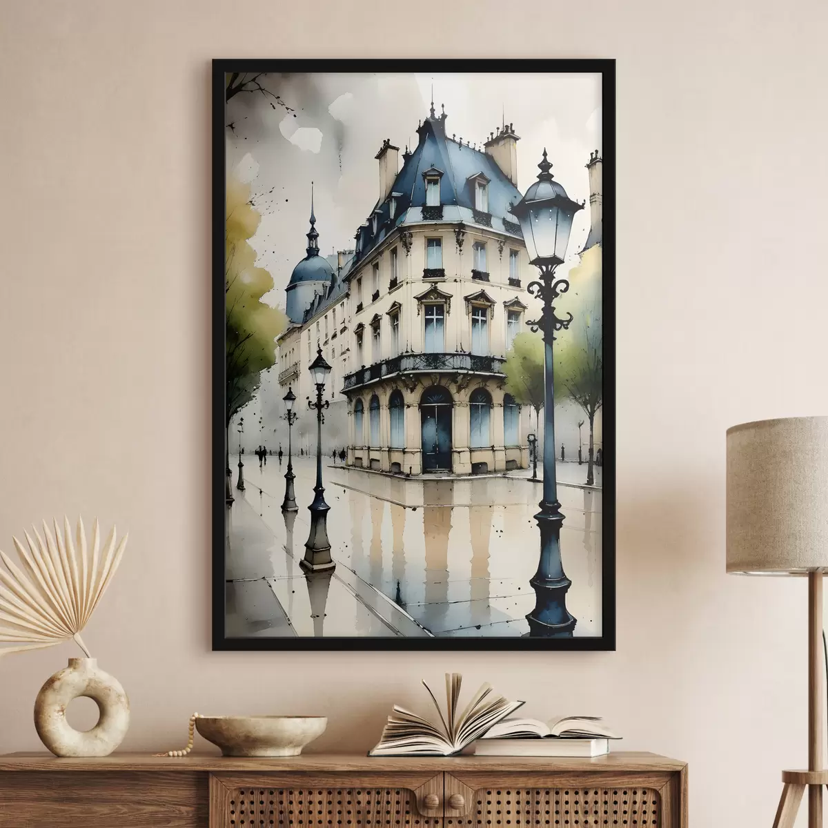 Plakat Kumera fassaadi ja dekoratiivsete arhitektuursete elementidega ajaloolise hoone akvarellmaal f38975