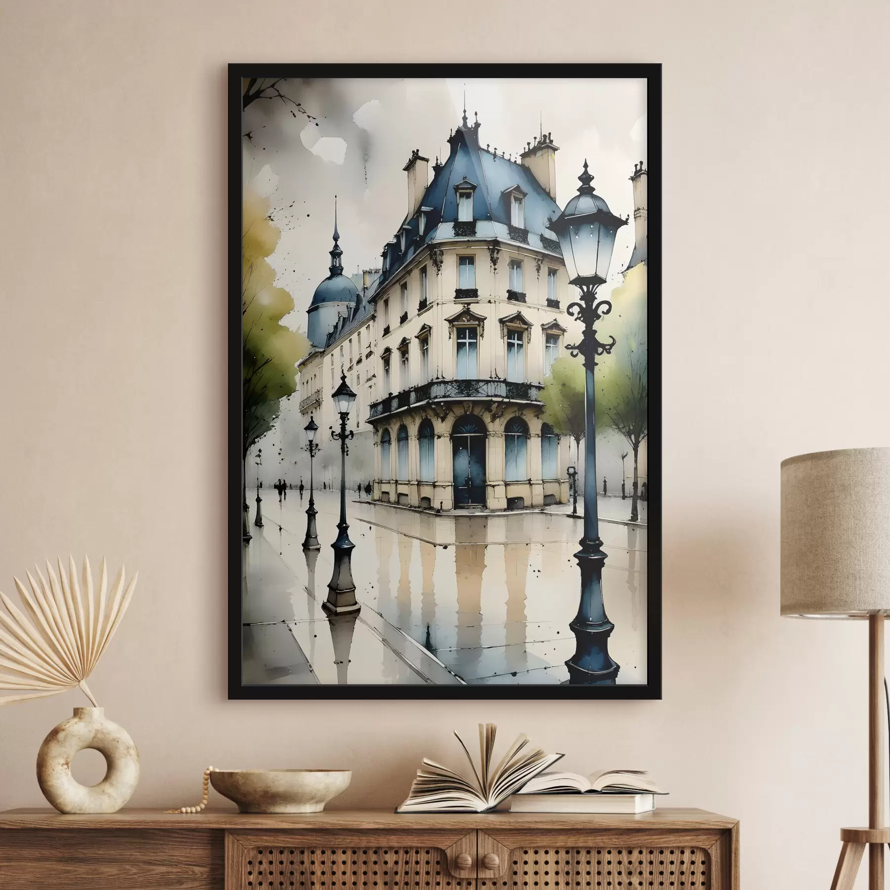 Pilt Kumera fassaadi ja dekoratiivsete arhitektuursete elementidega ajaloolise hoone akvarellmaal f38975