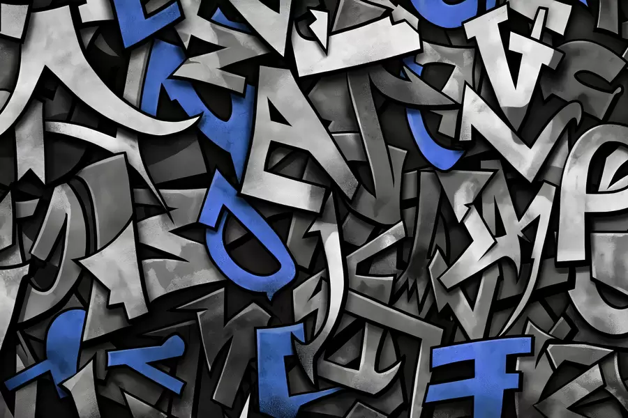 Fototapeedid Graffiti suurtähed sinise värviga w01186v1