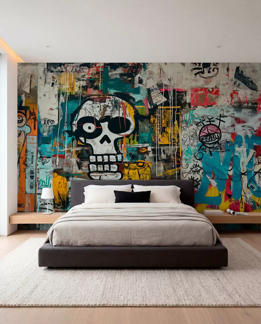 Fototapeedid Värviline grafiti Basquiat stiilis w01187