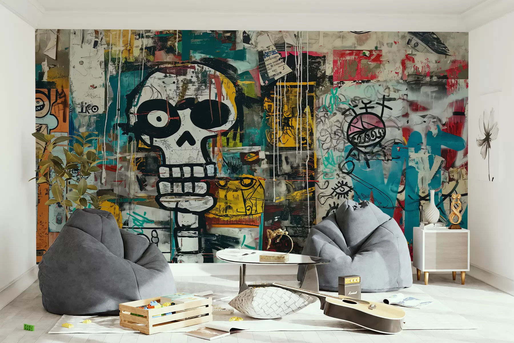 Fototapeedid Värviline grafiti Basquiat stiilis w01187