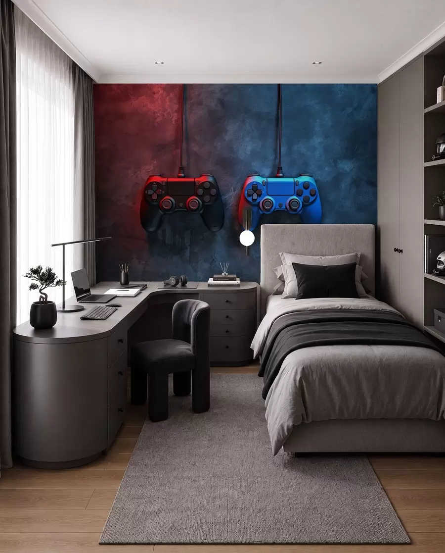 Fototapeedid must ja sinine DualShock tumedal taustal w01189