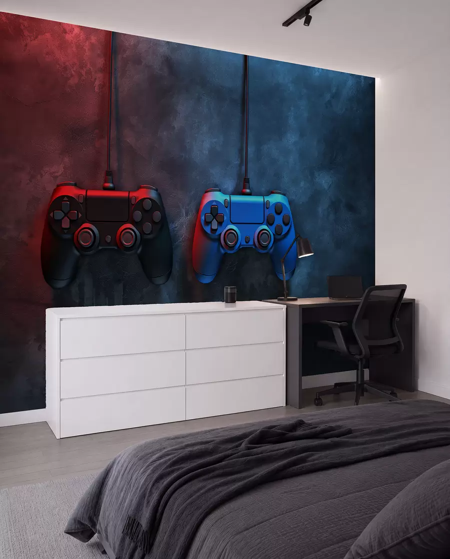 Fototapeedid must ja sinine DualShock tumedal taustal w01189