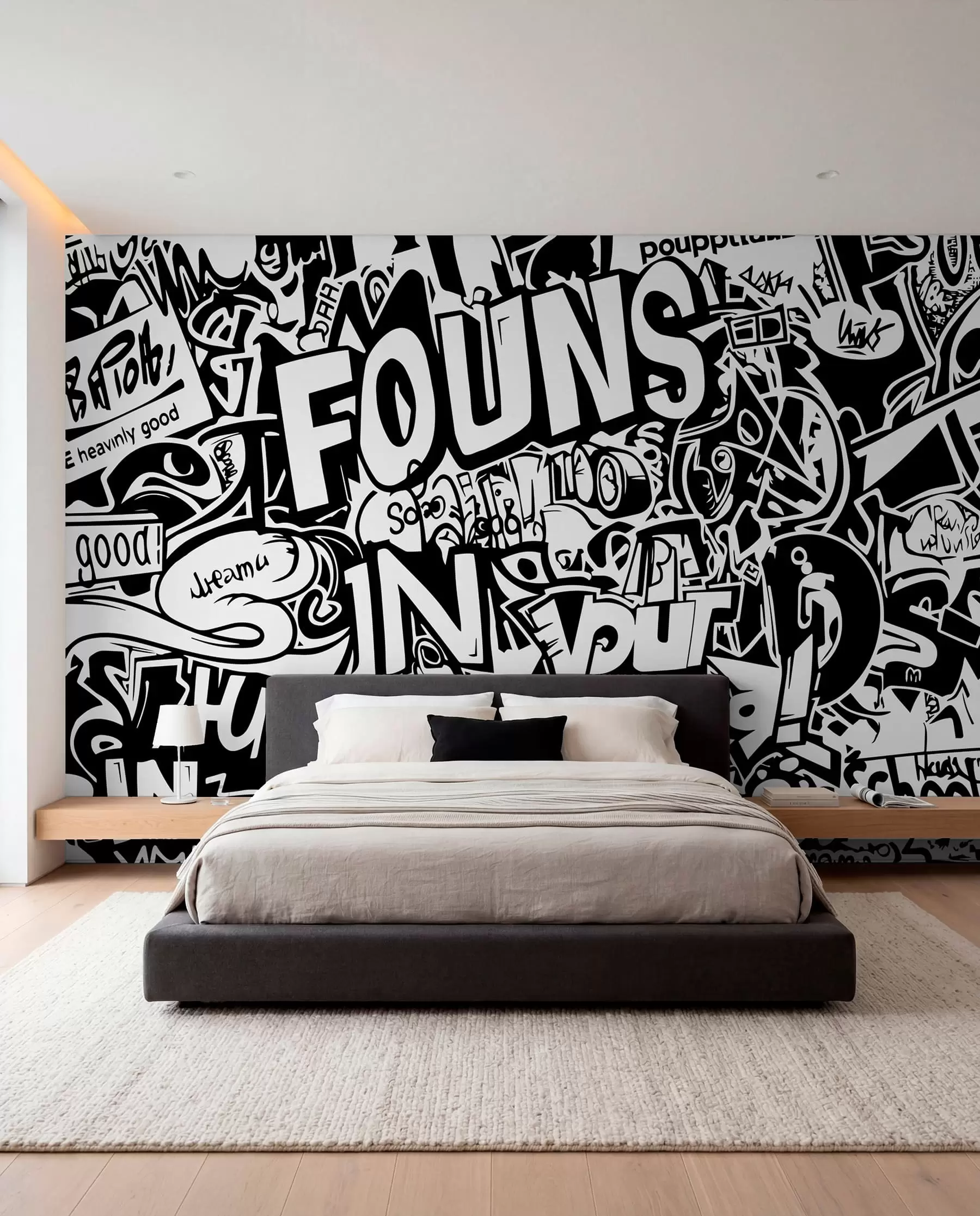 Fototapeedid Must-valge grafiti w01190