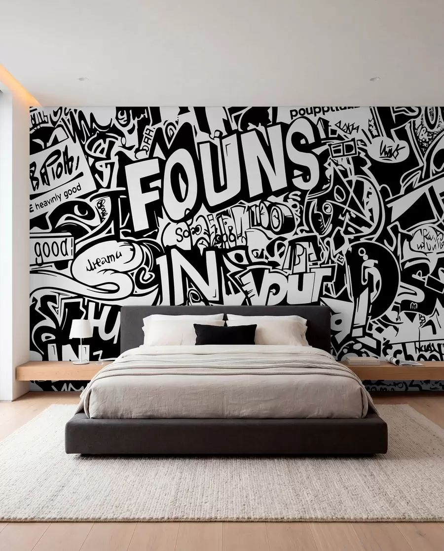 Fototapeedid Must-valge grafiti w01190