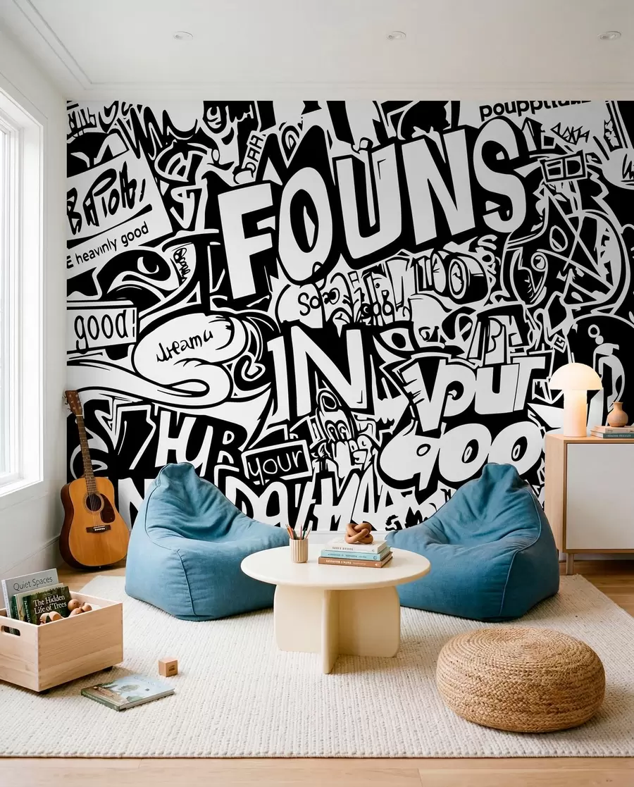 Fototapeedid Must-valge grafiti w01190