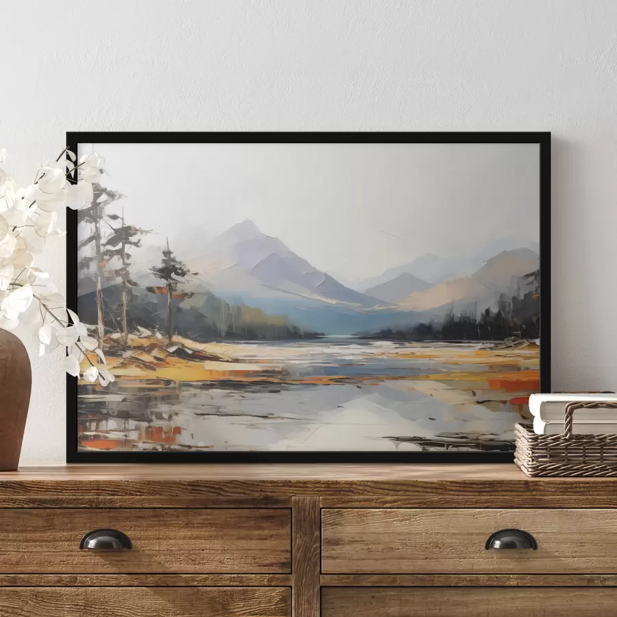 Fototapeedid Mäeahelikud orus õlimaal, maastik, loodus, sinine, valge kollane värv f39128