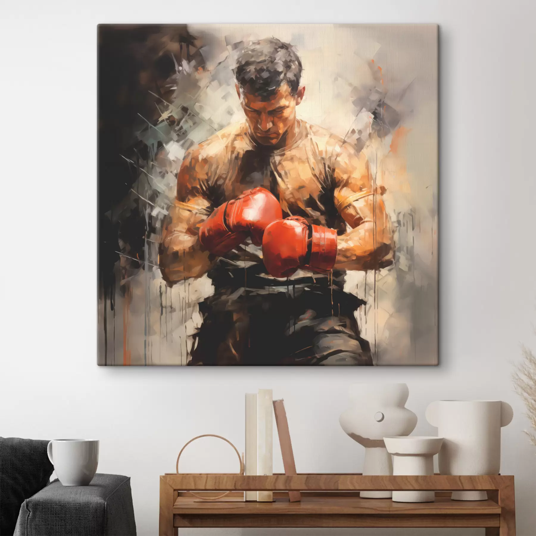 Fototapeedid Bokser punastes kinnastes õlimaal s39180