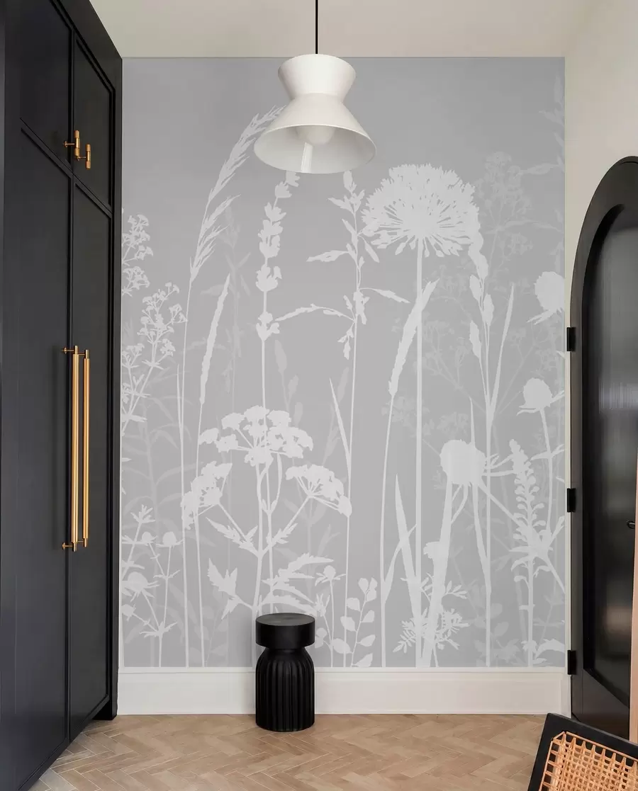 Fototapeedid Õrnad põllutaimed ja lilled minimalismi halli värvi w01270v1