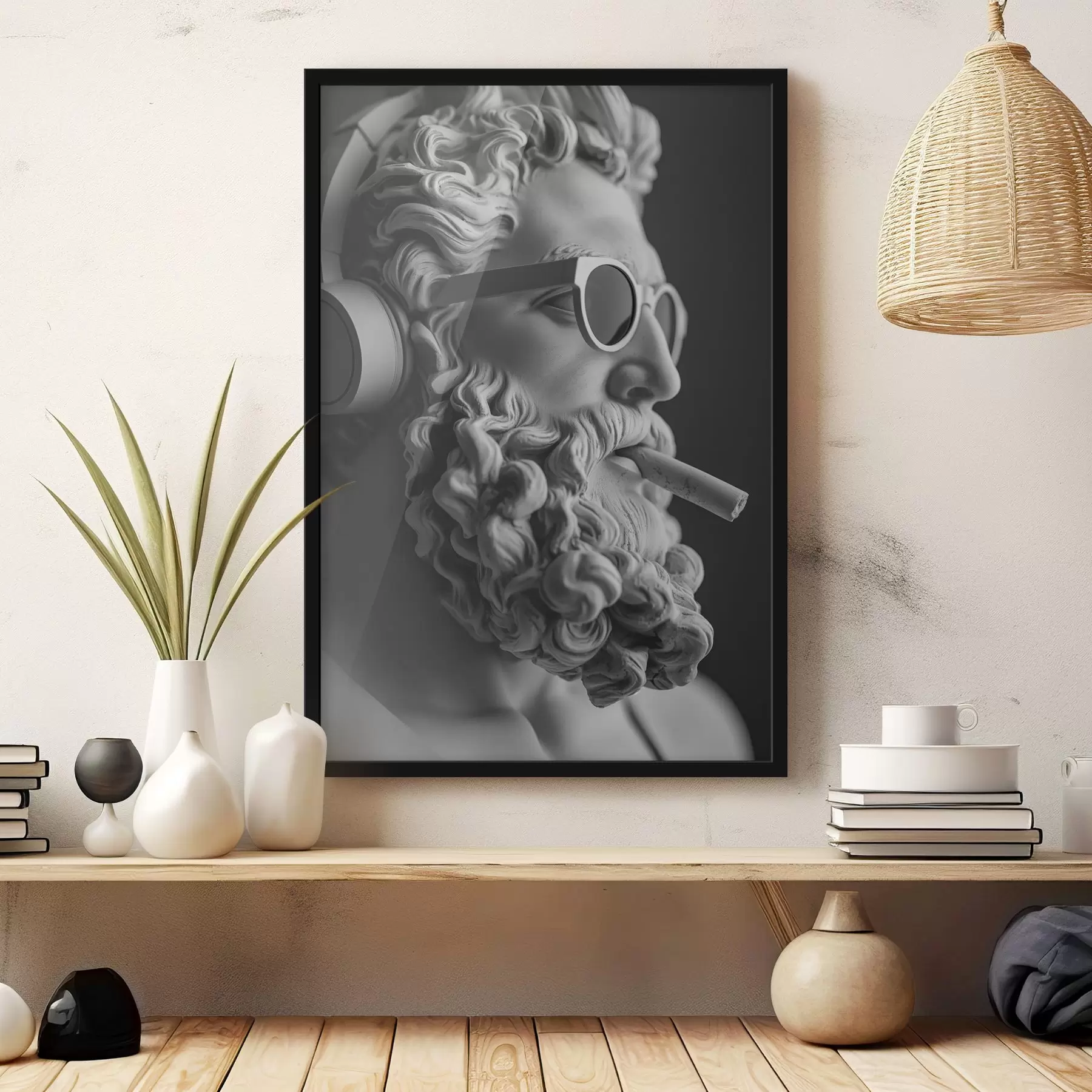 Pilt must-valge Vana-Kreeka skulptuur Zeus kaasaegses stiilis f26122