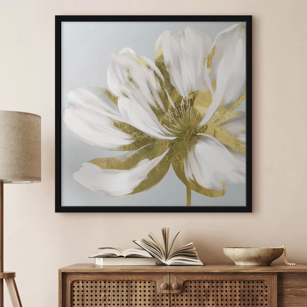 Plakat Suur abstraktne lill sinisel taustal f26121