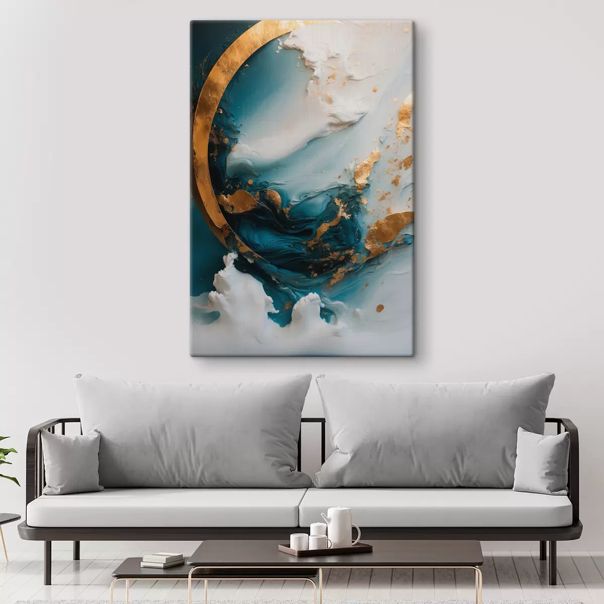 Pilt Abstraktsioon sinise ja valge värviga s39154