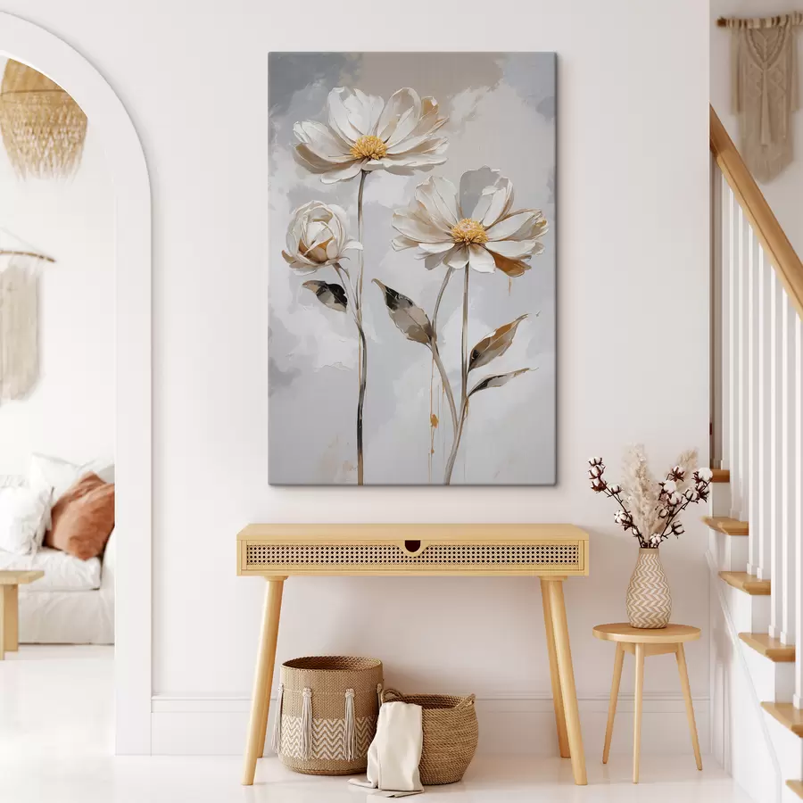 Pilt Valged õied valge-hallil taustal s39174