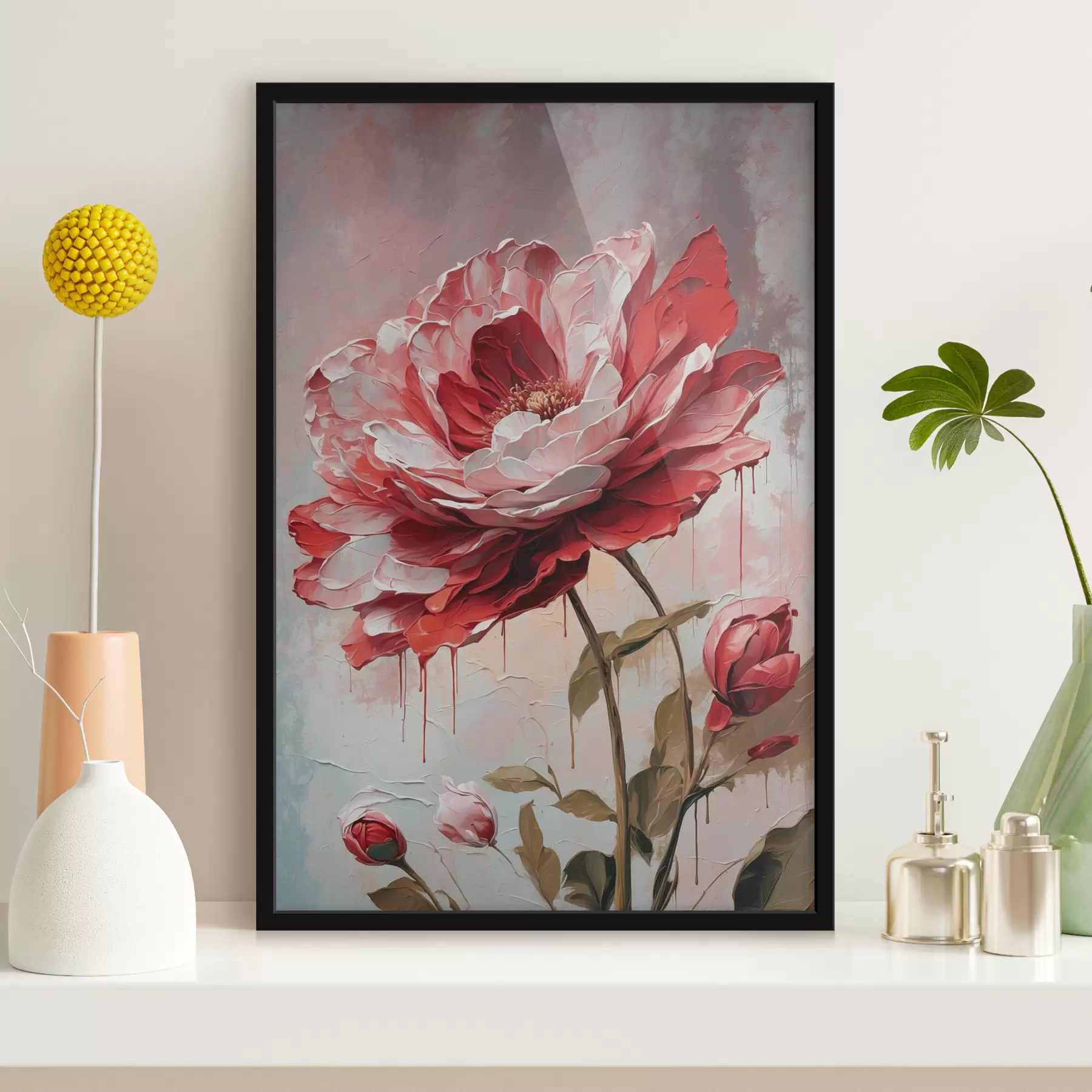 Fototapeedid Punane lill valge-hallil taustal f39173