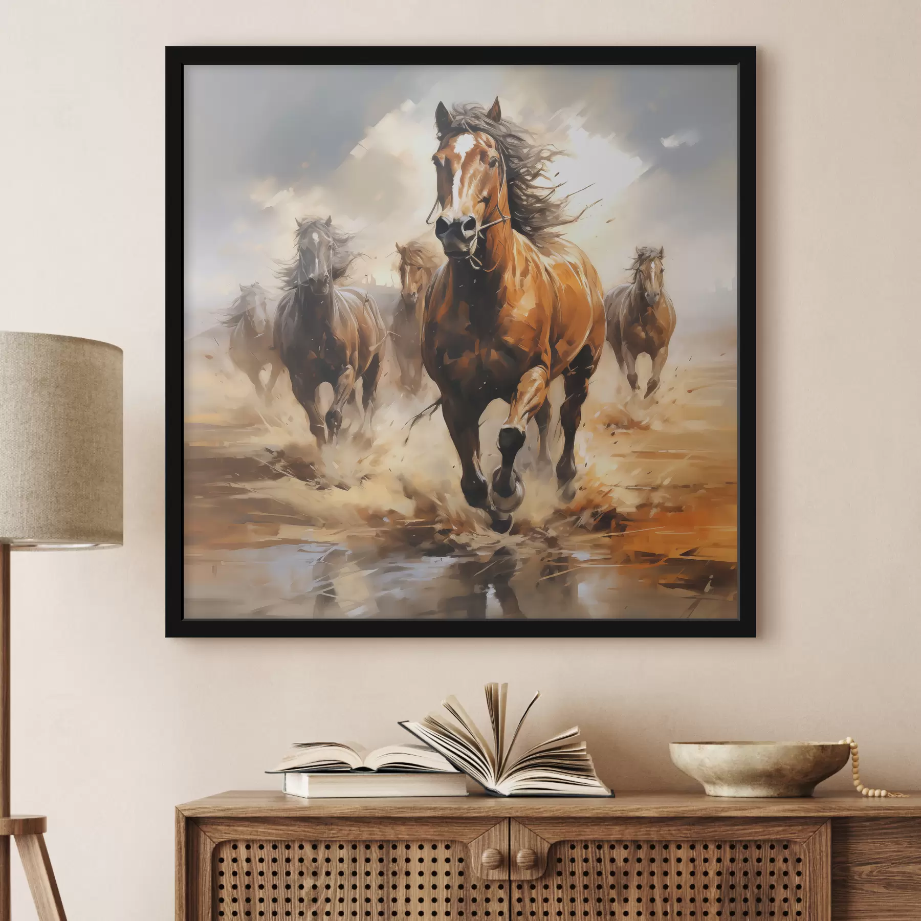 Pilt Hobused galopeerivad niidul õlimaalil f39436