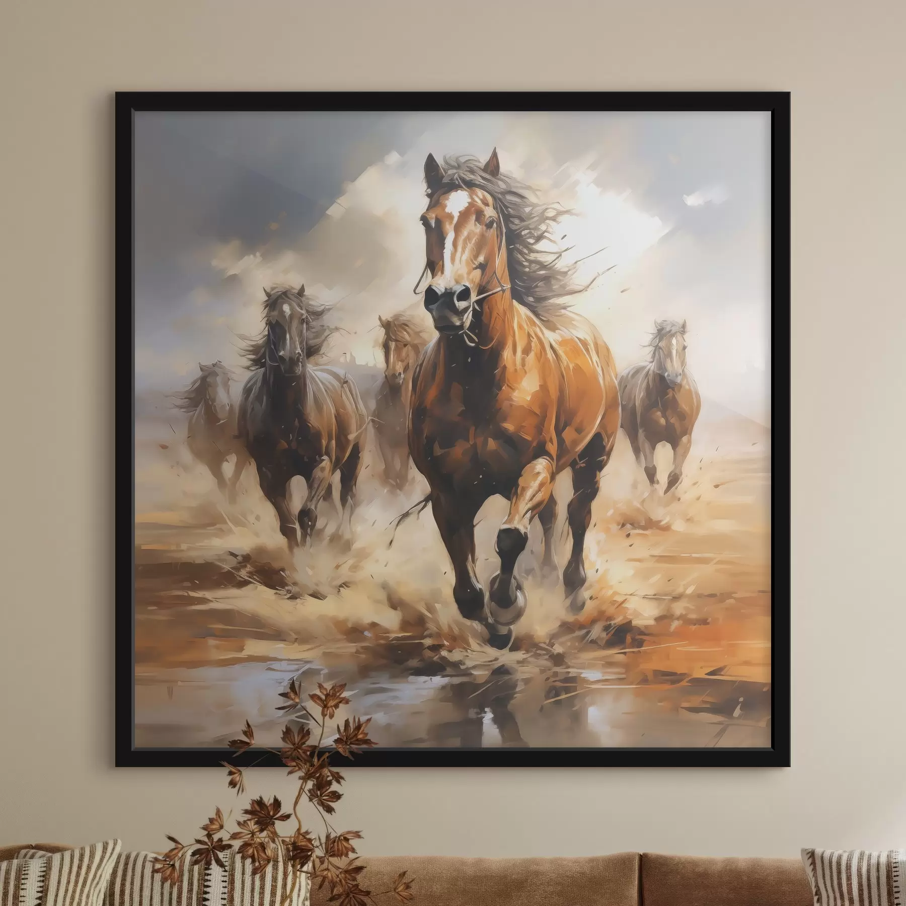 Pilt Hobused galopeerivad niidul õlimaalil f39436