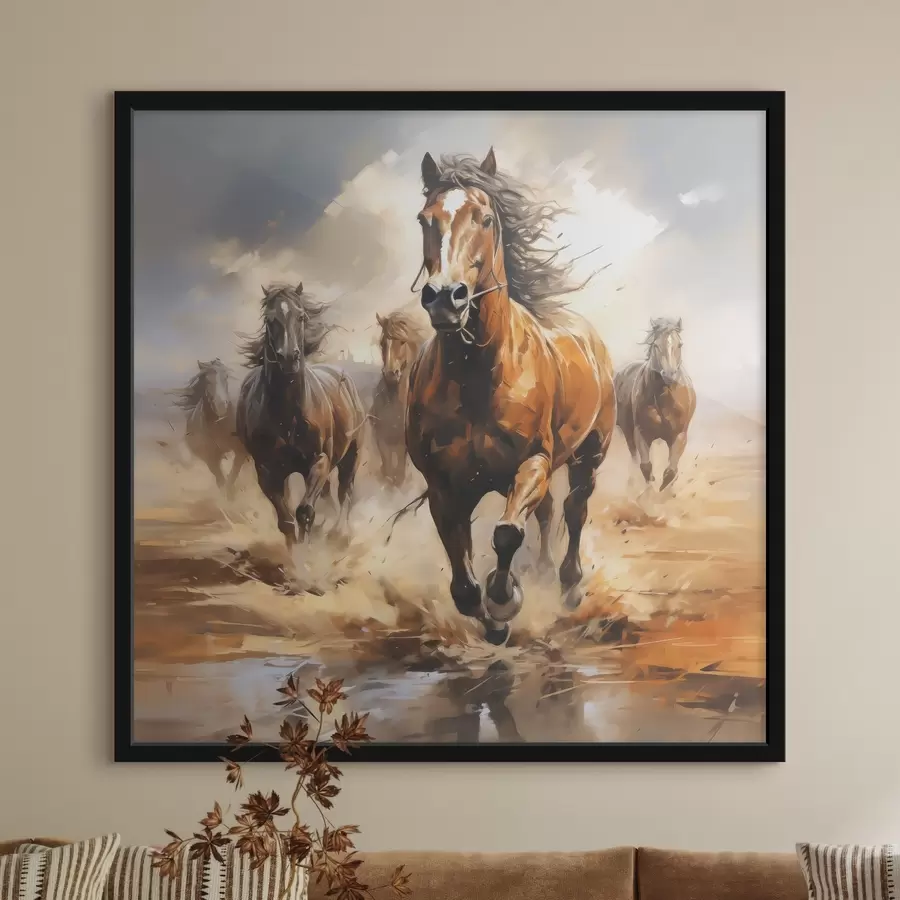 Pilt Hobused galopeerivad niidul õlimaalil f39436