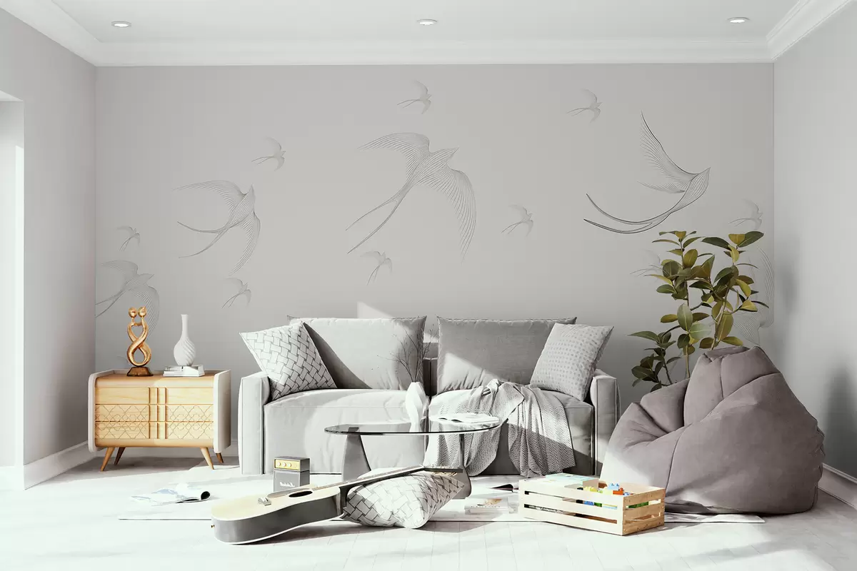 Fototapeedid Lineaarsed pääsukesed beežil taustal w01264v1