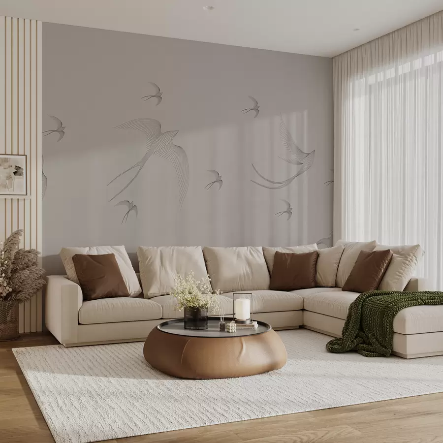 Fototapeedid Lineaarsed pääsukesed hallikasroosal taustal w01264v2