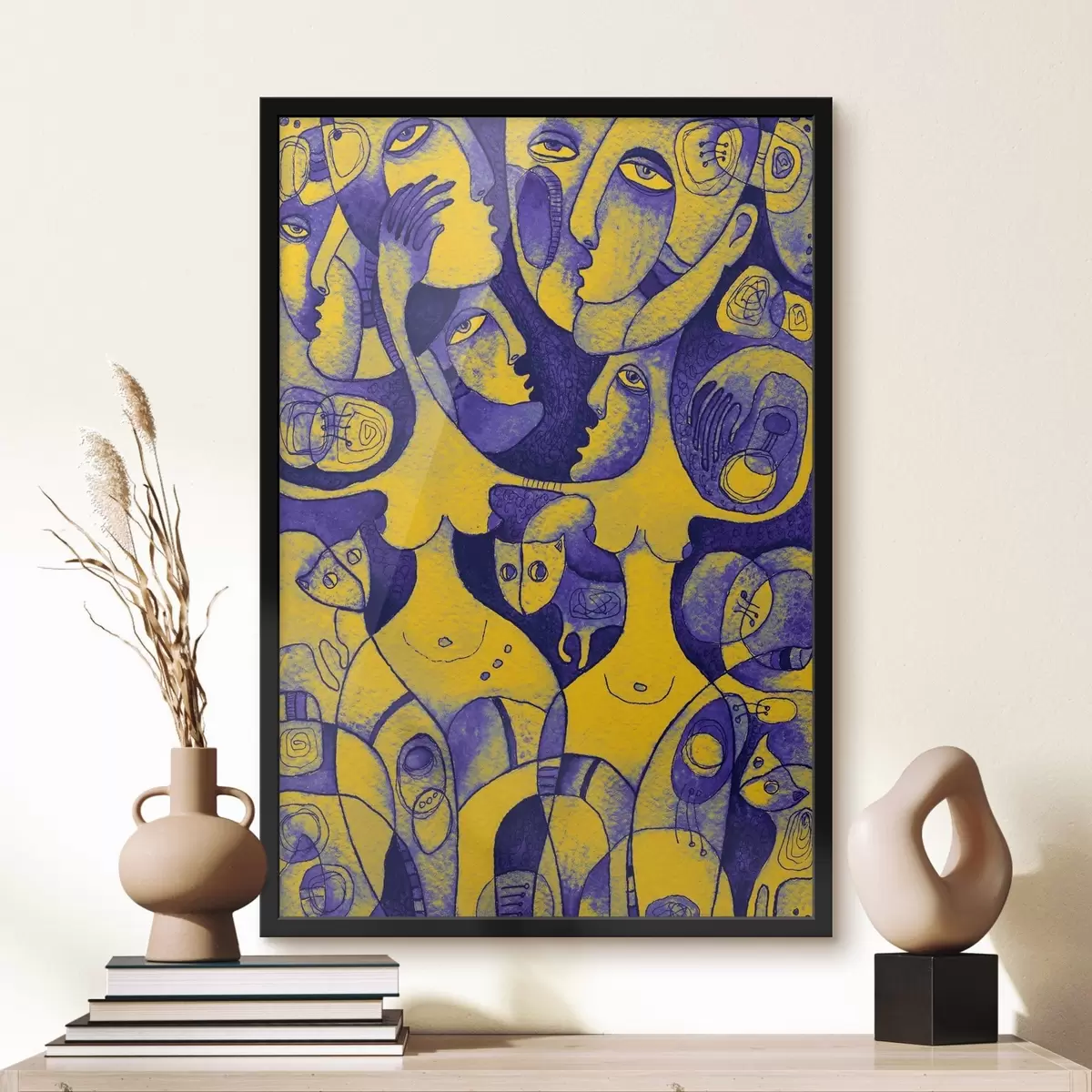 Plakat Värvilised näod abstraktse ekspressionismi kunstiteostes f37829