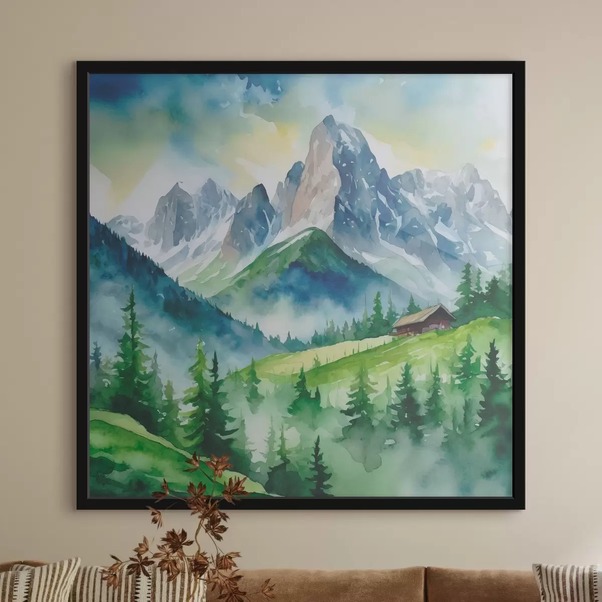 Plakat Rahulikud mäed koos lopsakate roheliste puudega f37959