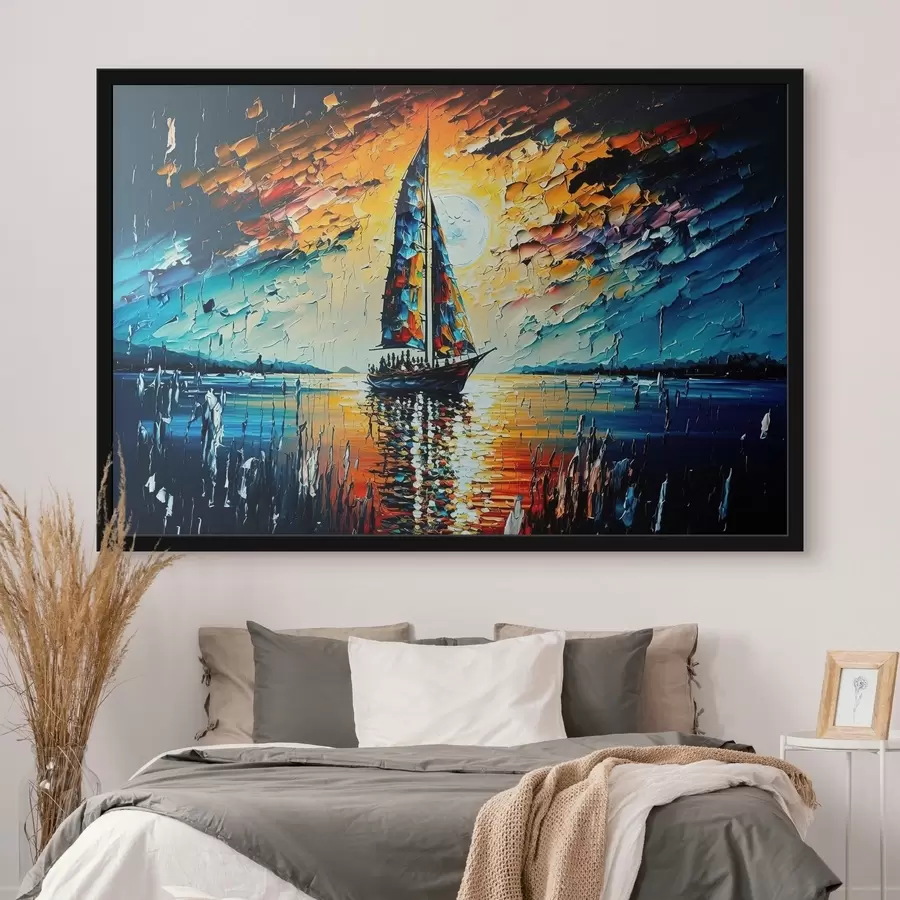 Fototapeedid Purjetamine elavasse päikeseloojangusse f38052