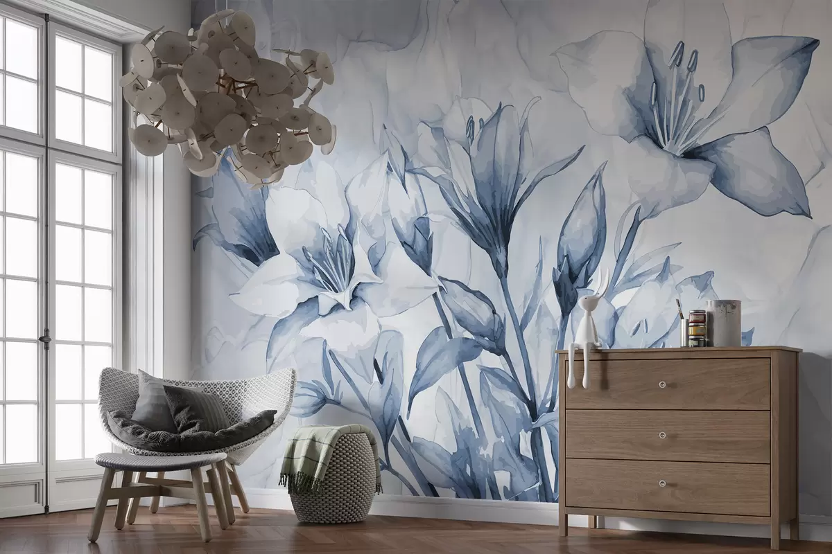 Fototapeedid Sinised lilled sinisel taustal w07897