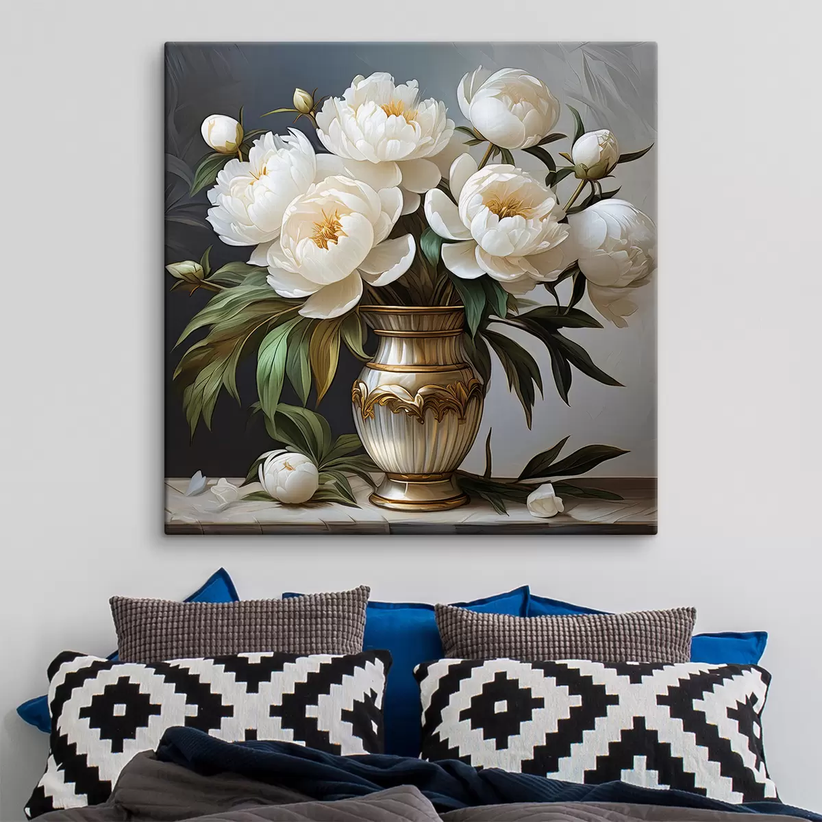 Pilt valged pojengid vaasis s39475