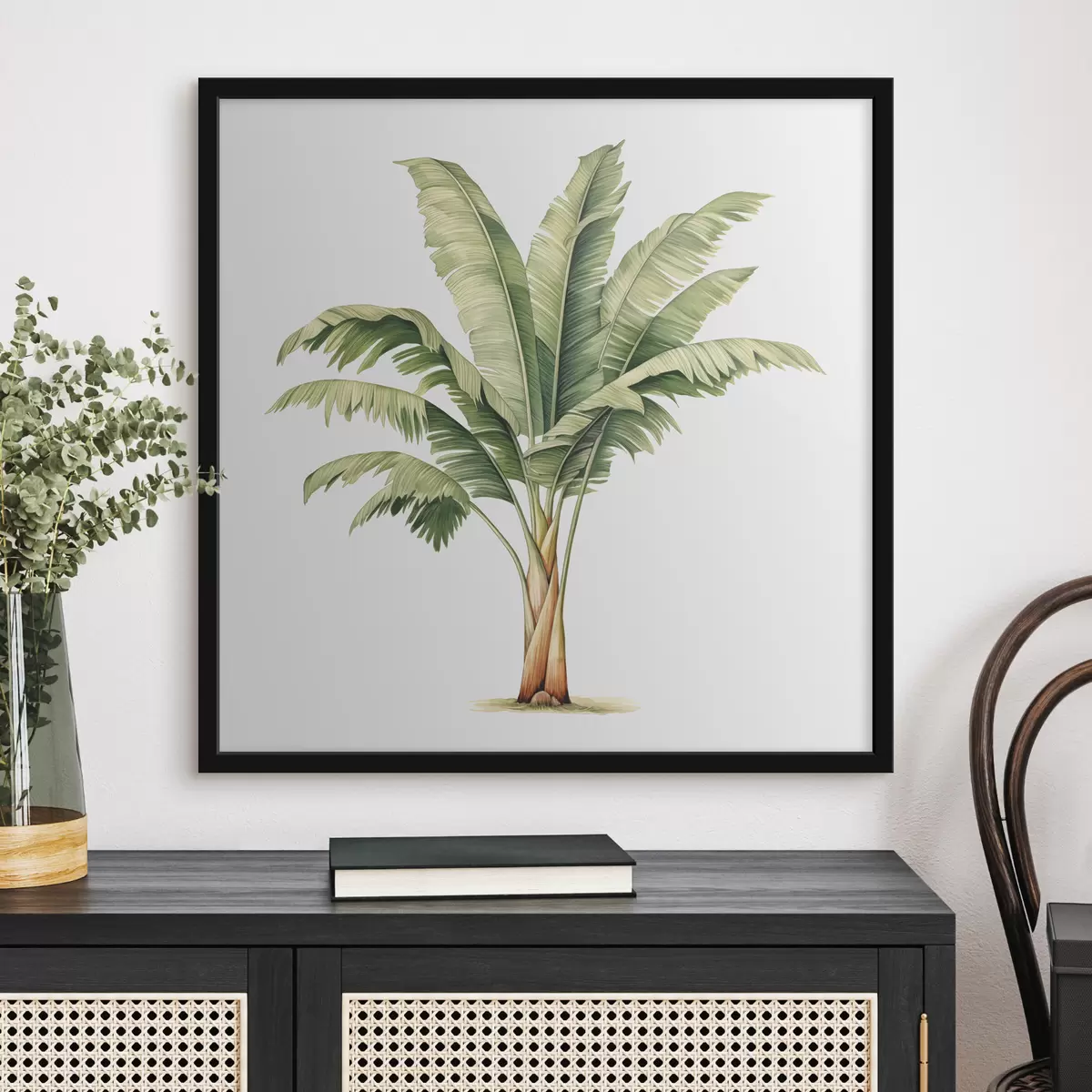 Plakat Akvarell minimalistlik illustratsioon banaanipalmipuu kohta f39562