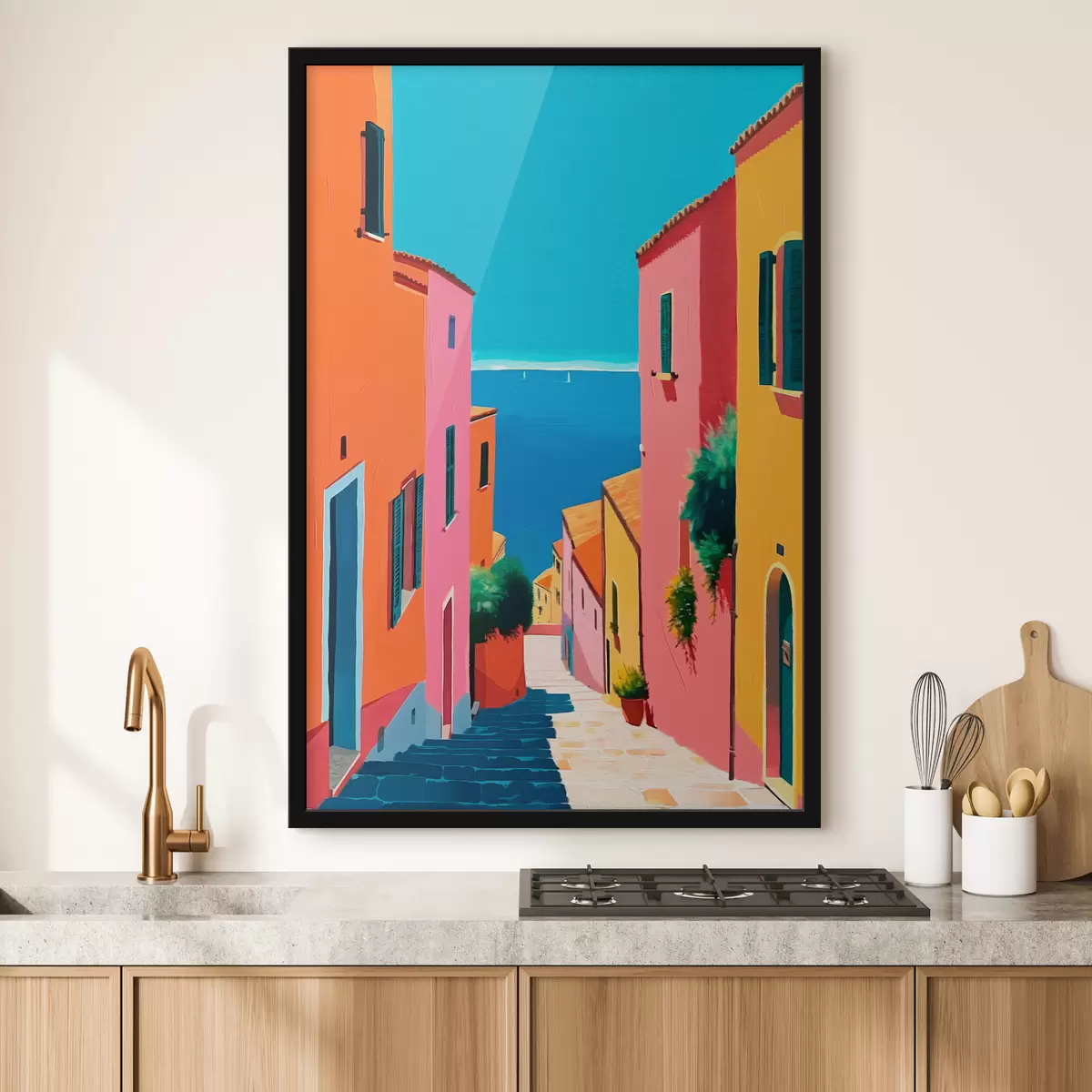 Plakat Merevaade ja valgusküllane tänav f39579