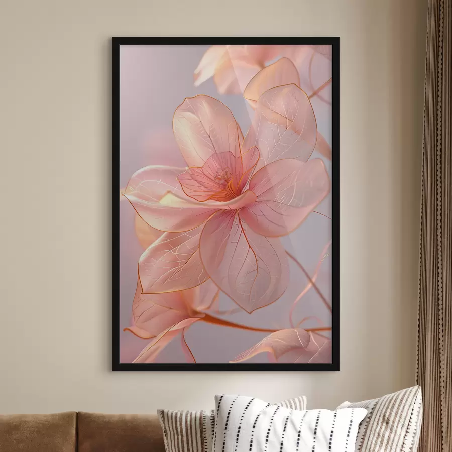 Fototapeedid Pehmed roosad siledate joontega lilled: minimalism ja õrnad detailid f39632