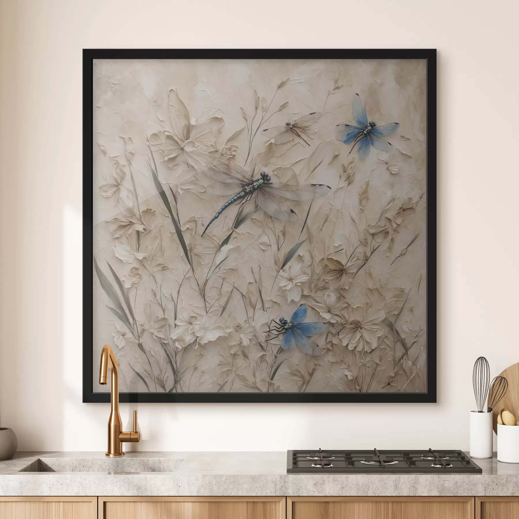 Fototapeedid Dragonflies abstraktsel beežil taustal f39600