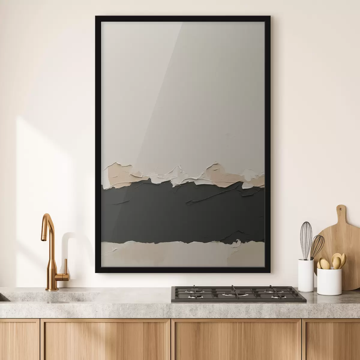 Plakat Abstraktne maal valge ja musta värviga f39609