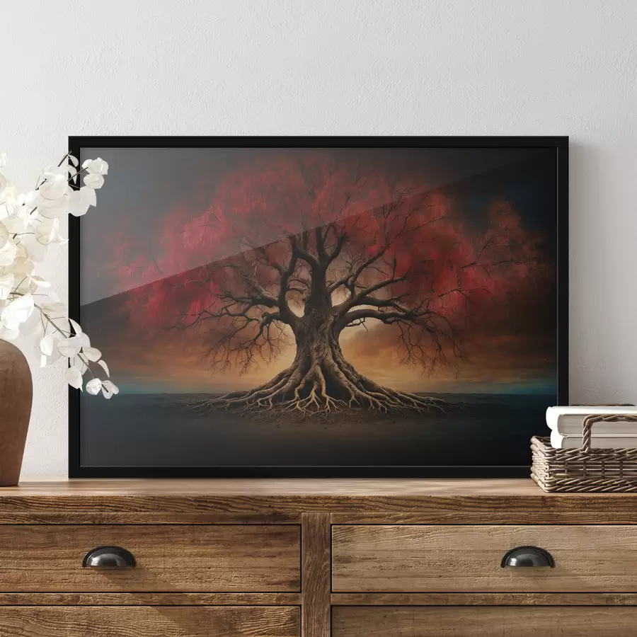 Fototapeedid Juurdunud puu keset tühja põldu f39614