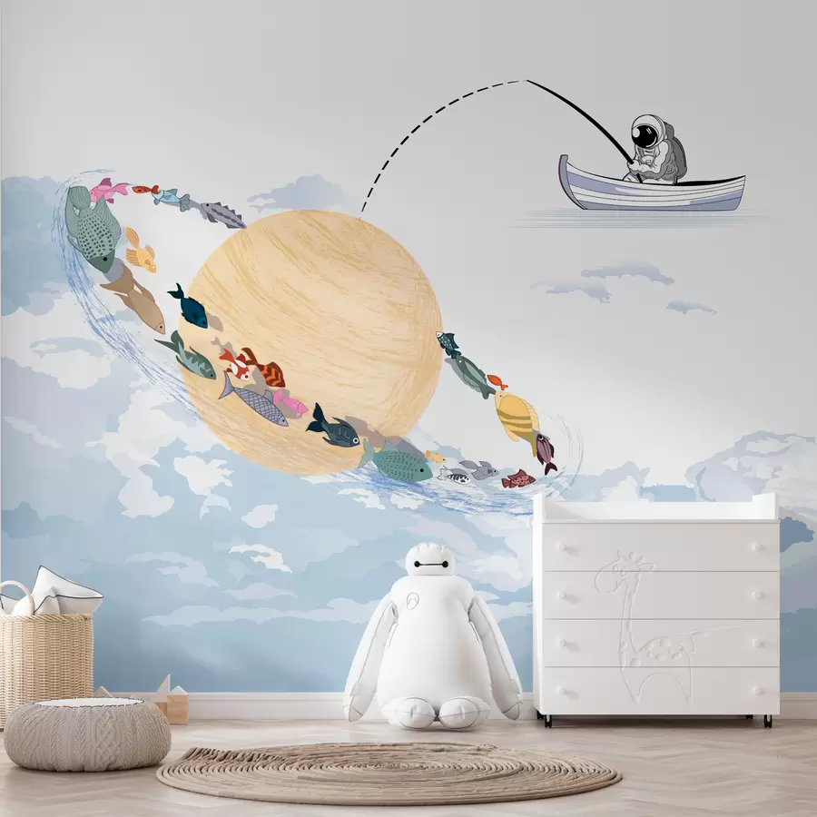 Pilt Astronaudi kuu ja kalad sinises w00869