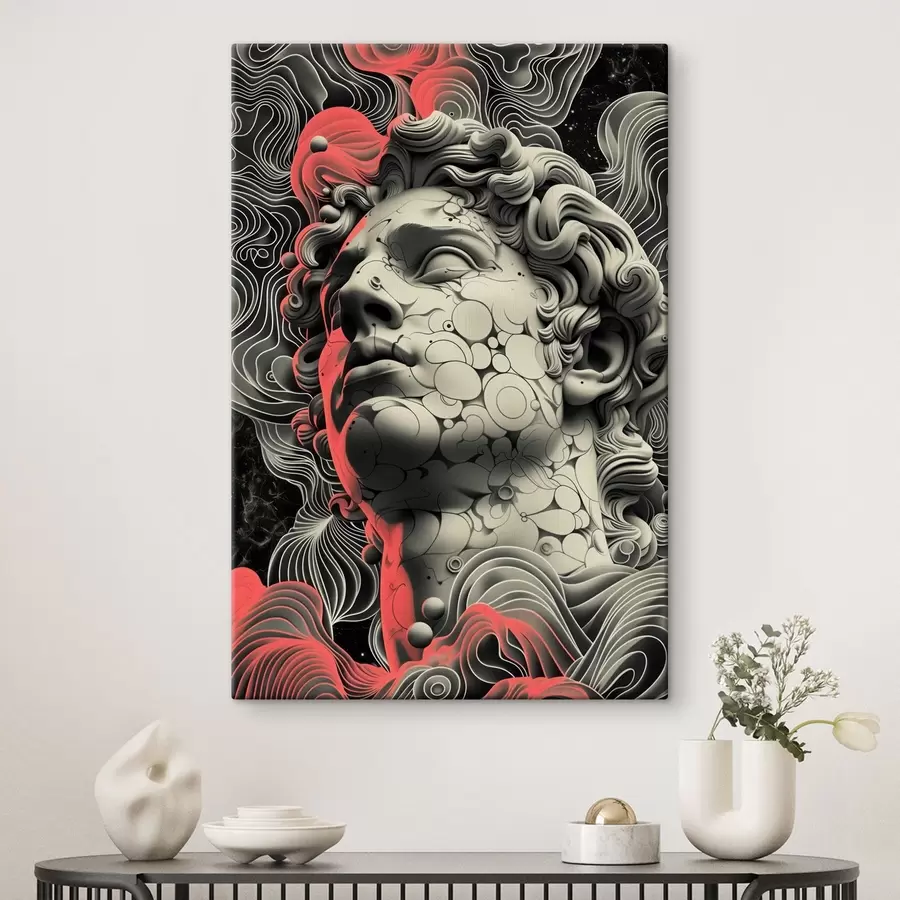 Pilt Mustvalge lineaarne illustratsioon kreeka jumala Apolloni peast popkunsti stiilis s39763