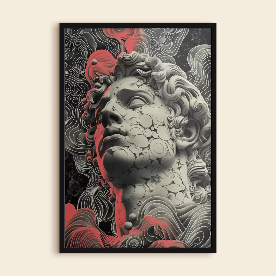 Fototapeedid Mustvalge lineaarne illustratsioon kreeka jumala Apolloni peast popkunsti stiilis f39763