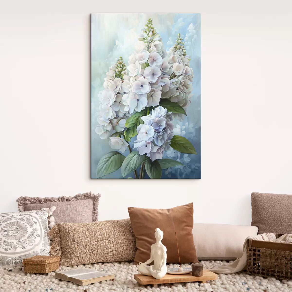 Pilt Lilla hortensia lill, pehmed looduslikud värvid, akvarelljoonistus s39783