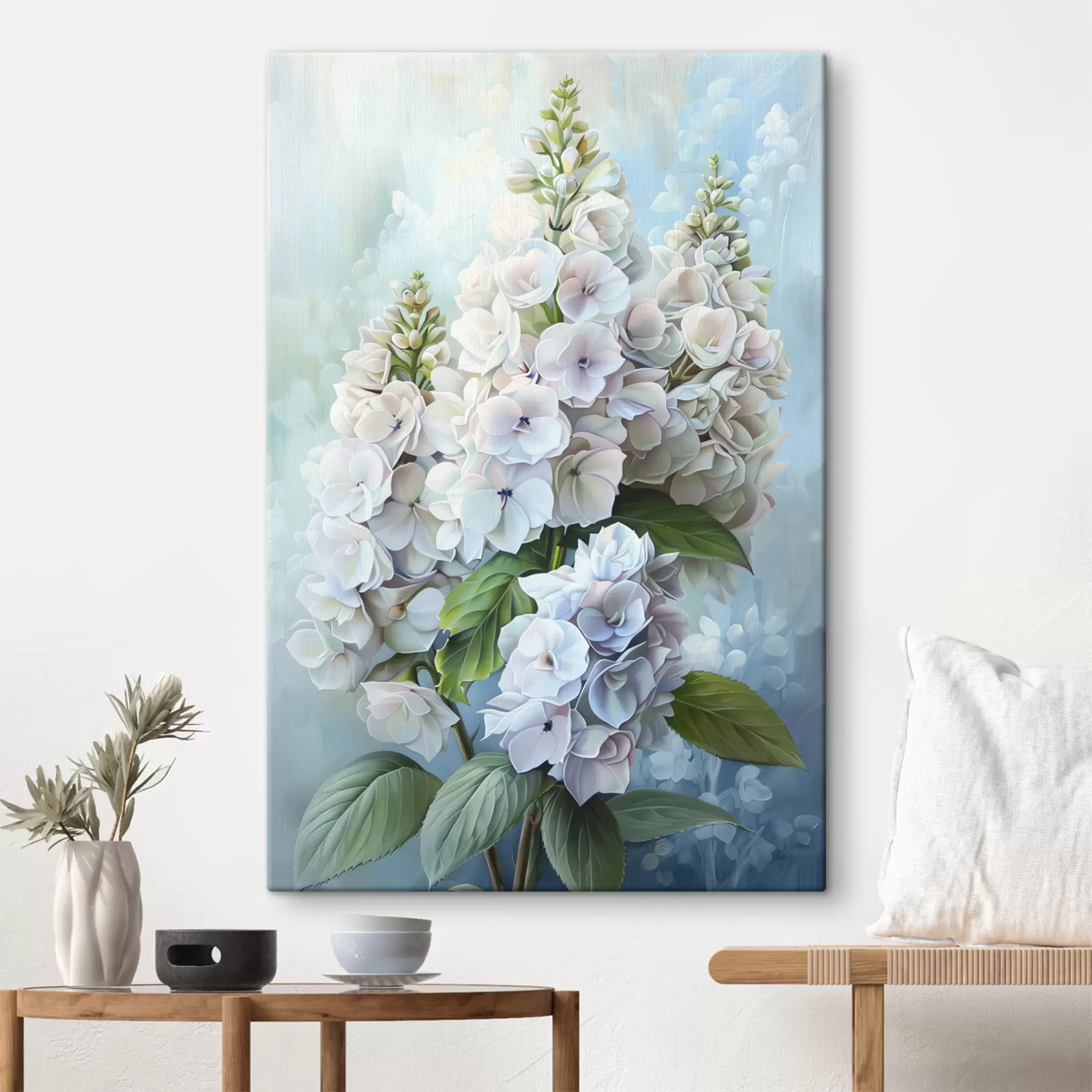 Pilt Lilla hortensia lill, pehmed looduslikud värvid, akvarelljoonistus s39783