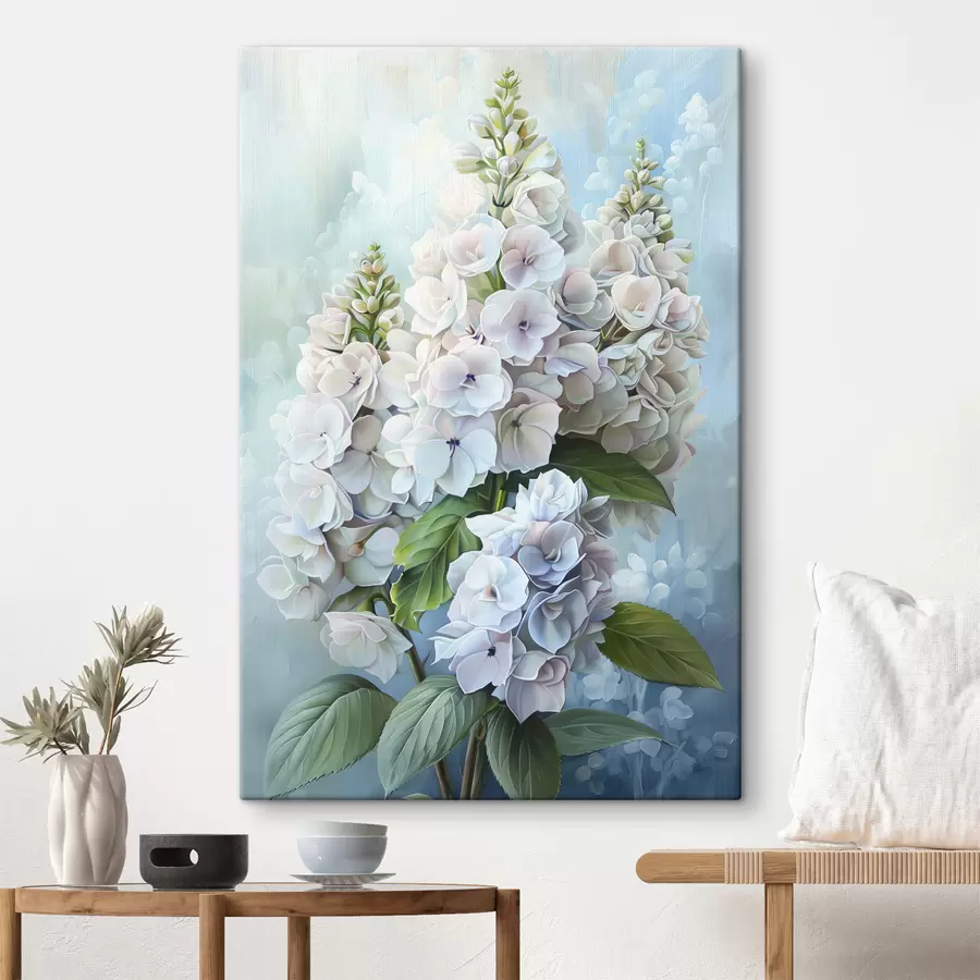 Pilt Lilla hortensia lill, pehmed looduslikud värvid, akvarelljoonistus s39783