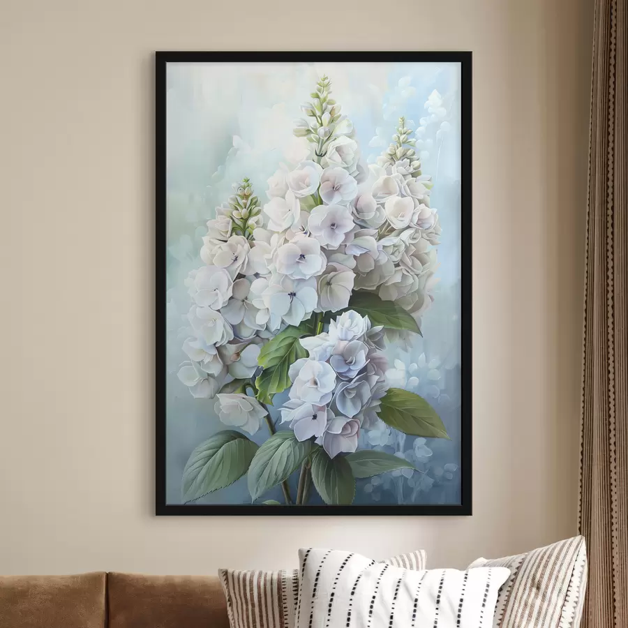 Fototapeedid Lilla hortensia lill, pehmed looduslikud värvid, akvarelljoonistus f39783