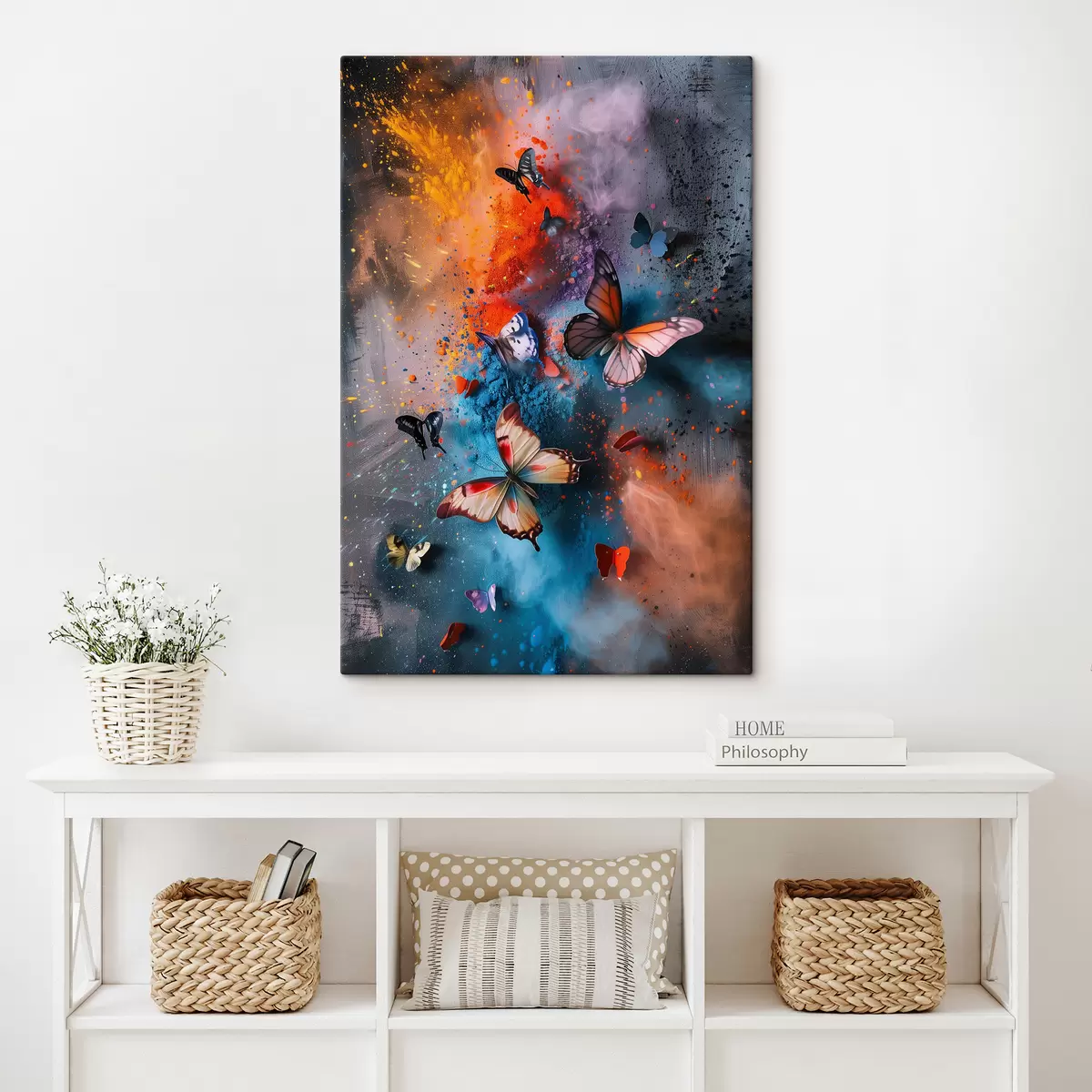 Pilt Liblikad värvipritsmete taustal s39803