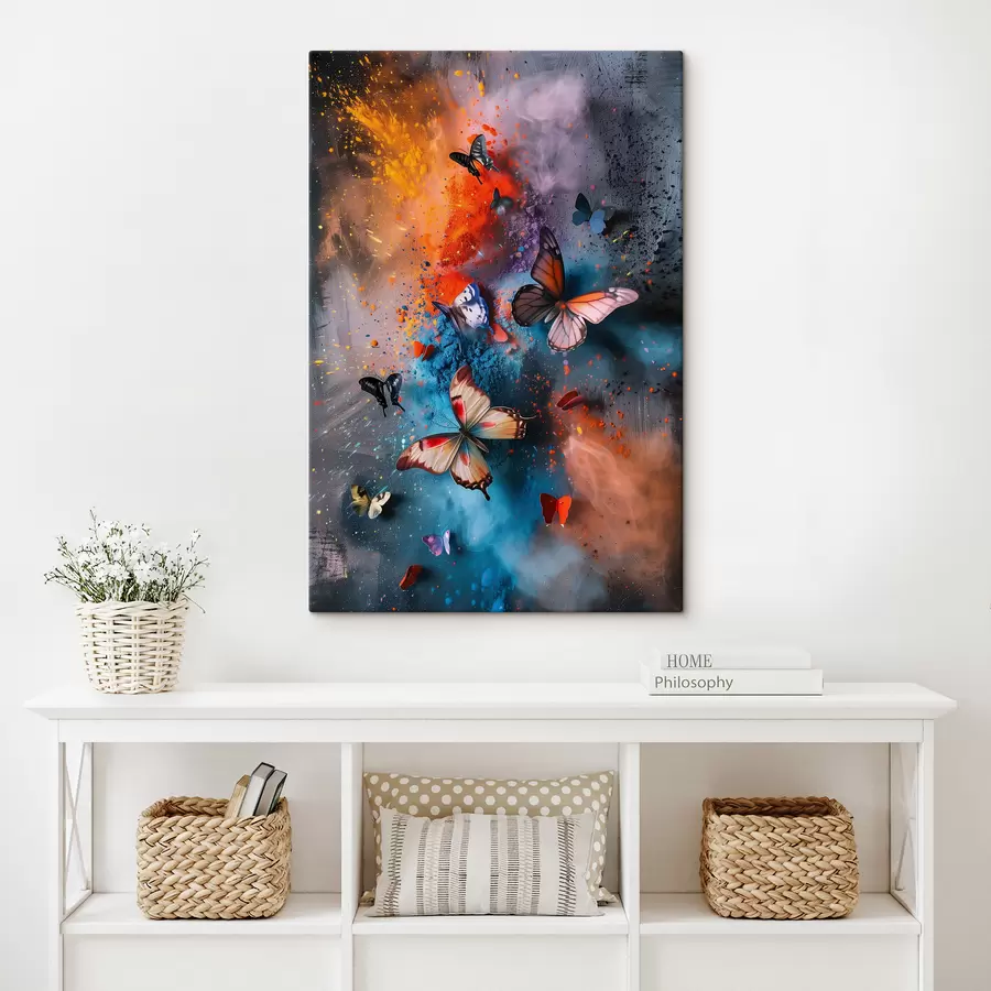 Pilt Liblikad värvipritsmete taustal s39803