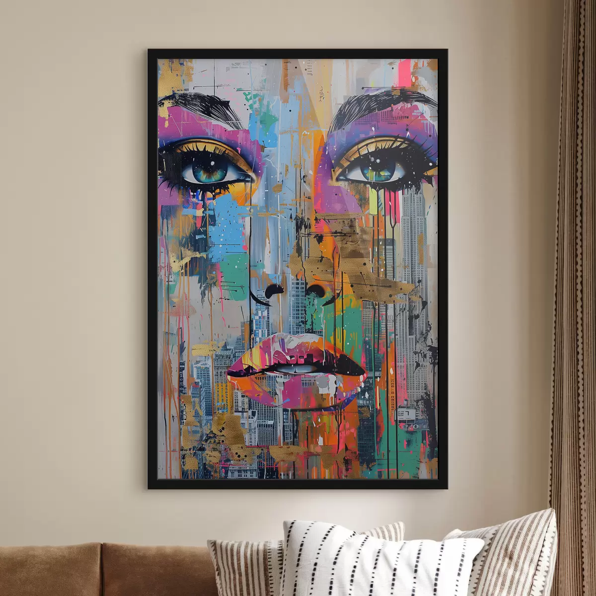 Plakat Sinised silmad ja linnavaade f39800