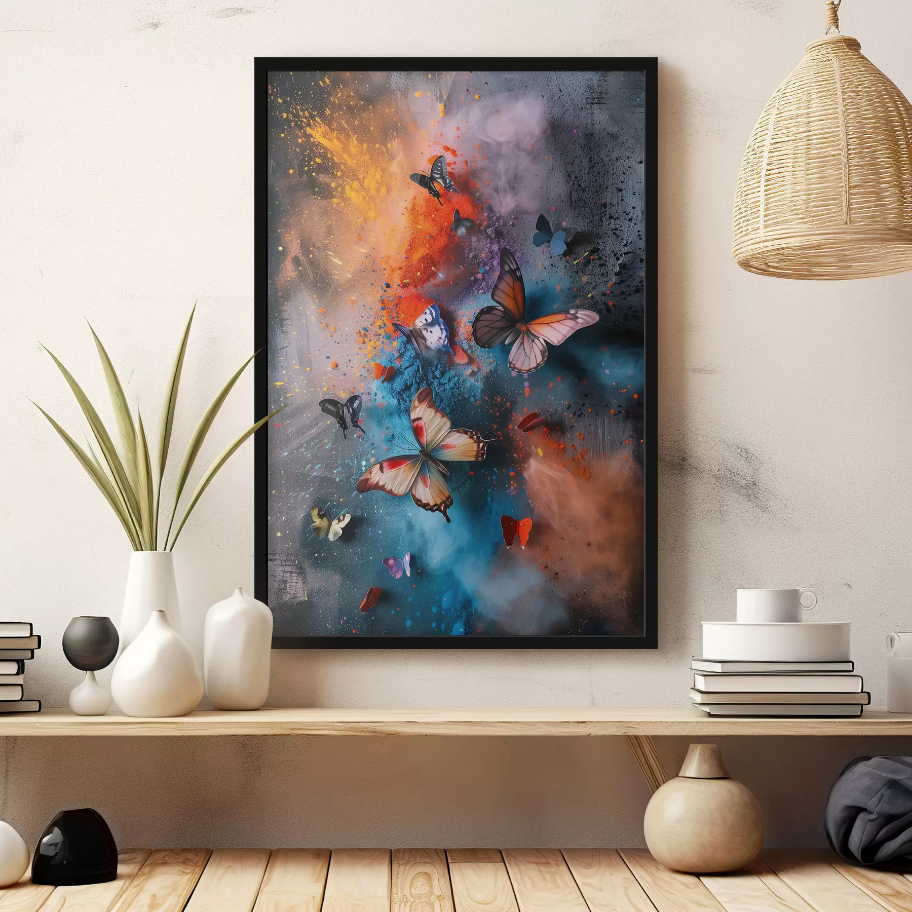 Fototapeedid Liblikad värvipritsmete taustal f39803