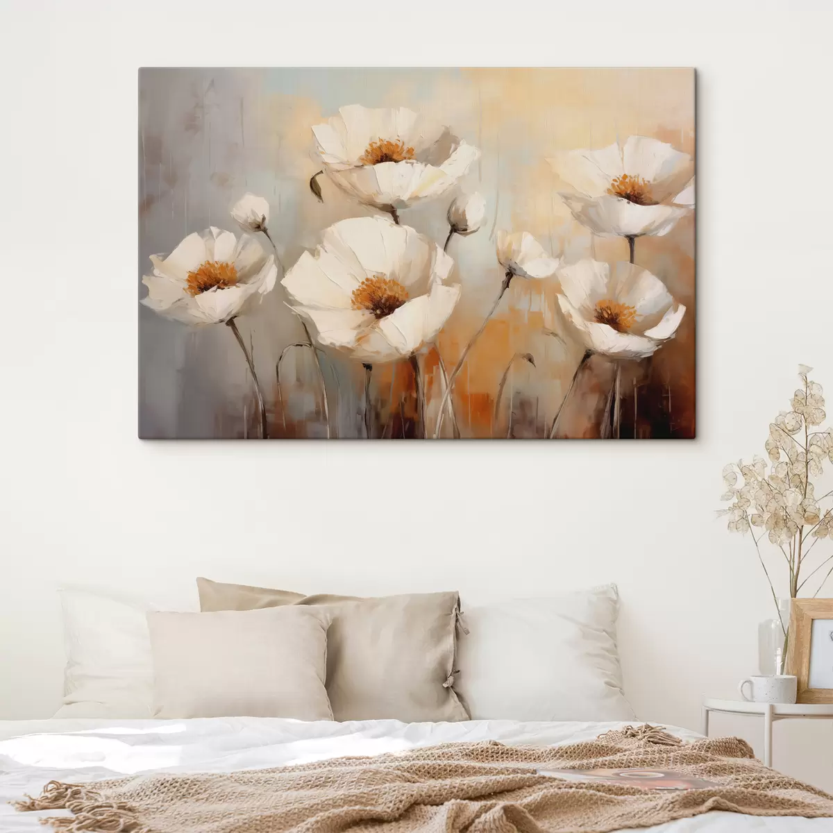 Pilt Valge moonide õlimaal, sinine ja oranž värv s39815