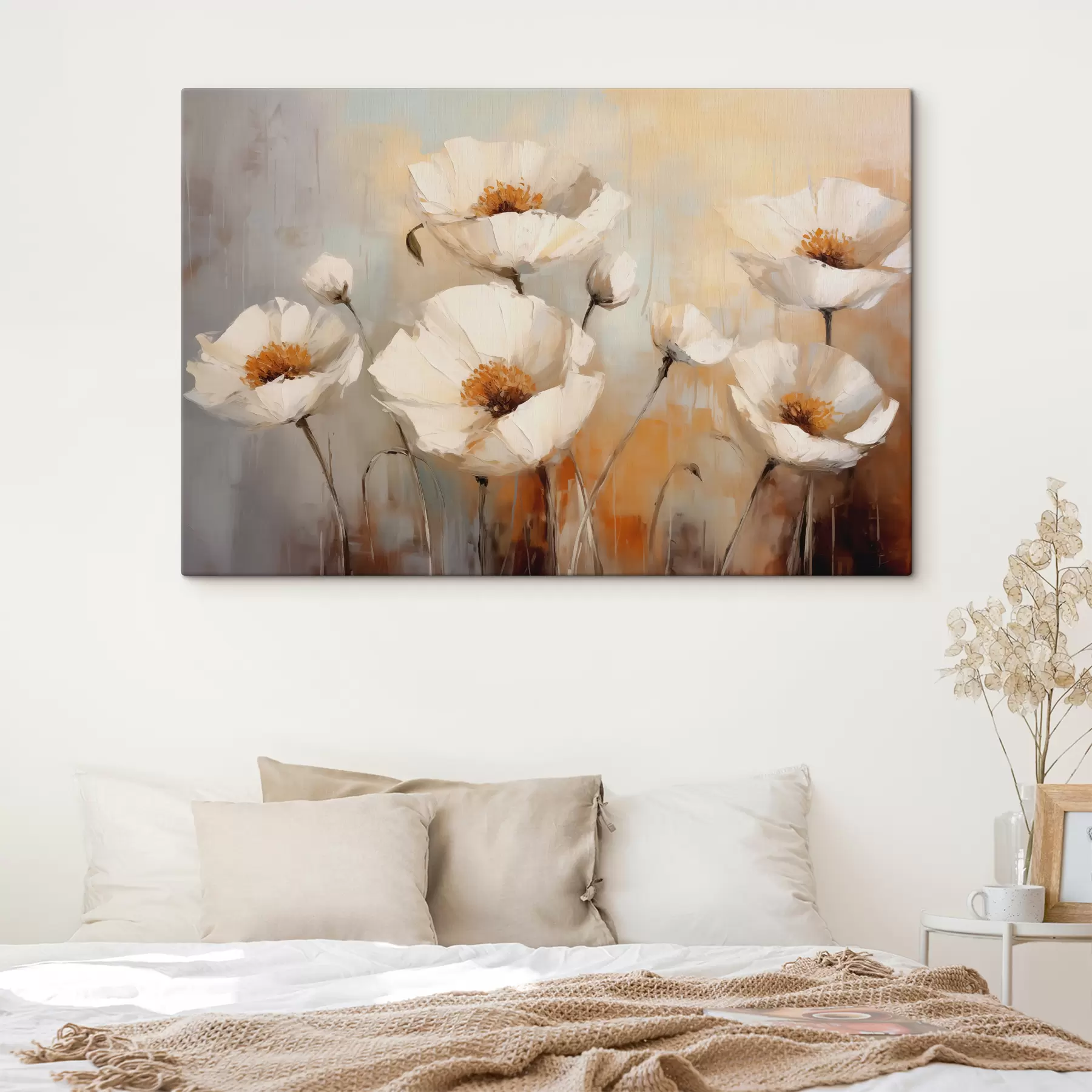 Fototapeedid Valge moonide õlimaal, sinine ja oranž värv s39815