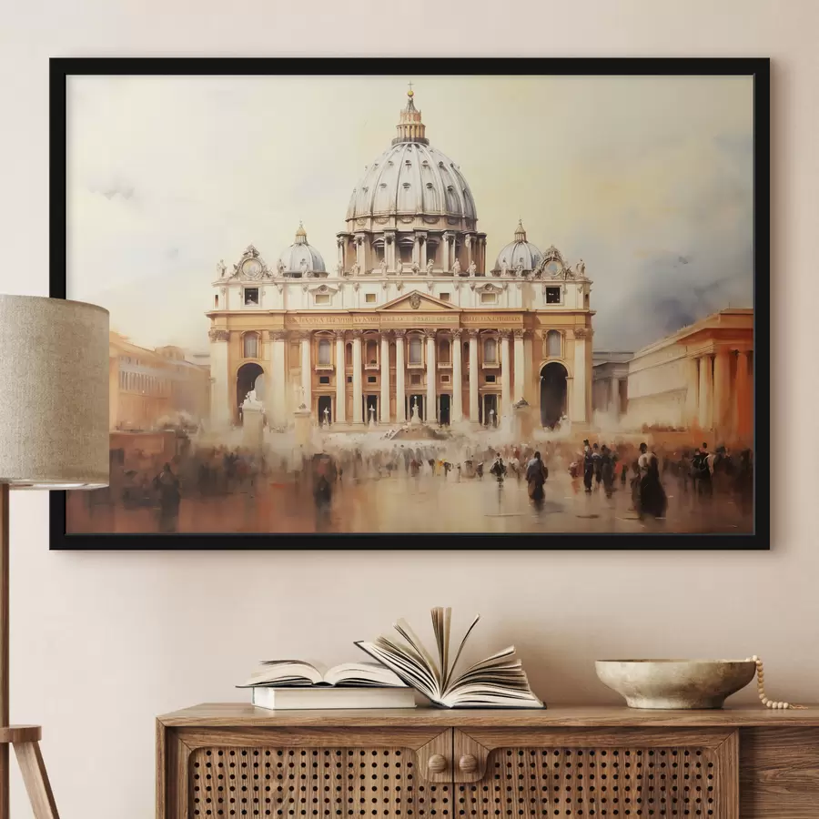 Fototapeedid Vatikani hoone, inimesed jalutavad väljakul õlimaal f39816