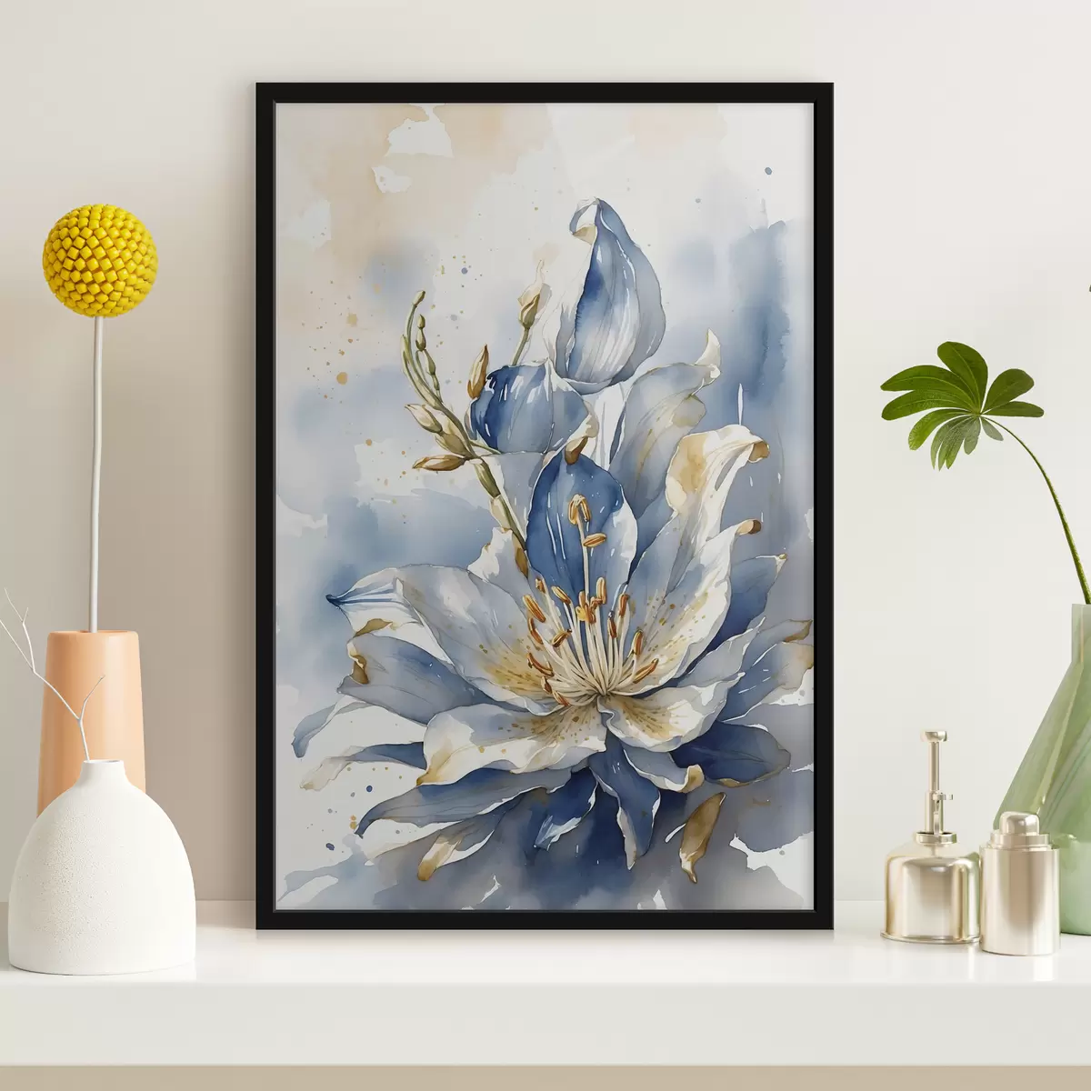 Plakat Sinine liilia akvarelliga f39872